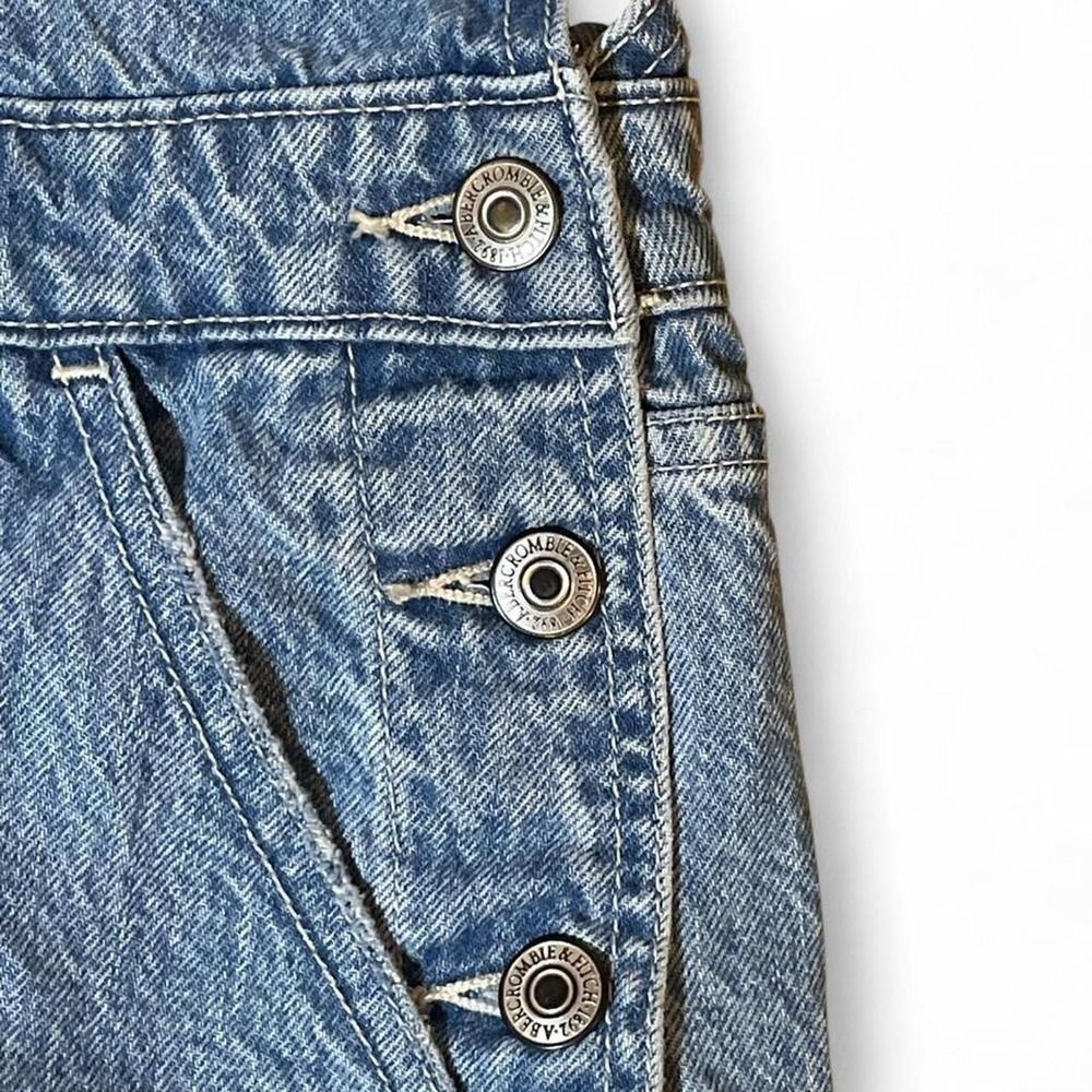 Abercrombie & Fitch Denim Overalls Women's XL Blue Light Wash Relaxed 90s Style - Picture 6 of 8